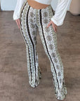 Women's High Elastic Slim Print Pants Sexy Tight-Fit Trousers