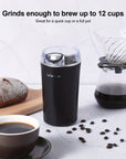 1pc Coffee Bean Grinder Electric, Food Processor, Food Mixer, 200W Powerful Spice Grinder Electric, Grain Mills, Espresso Grinder Grinder Coffee Grinder For Spices, Nuts, 12 Cups/2.7oz, One Touch Push-Button Control With Brush, Coffee Spoon