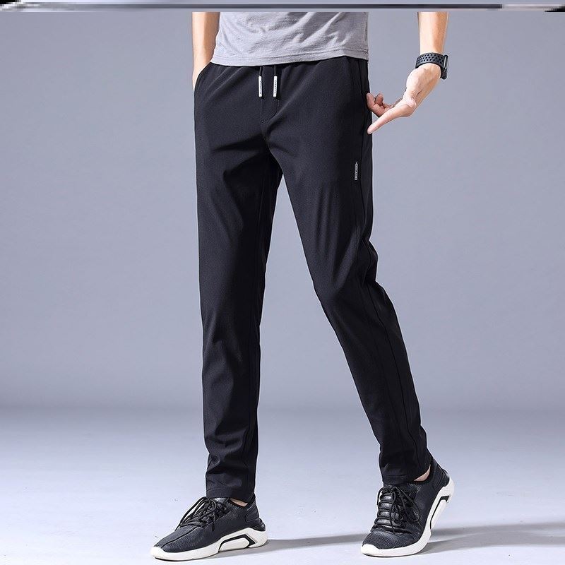 Men's Loose Fit Drawstring Pants Thin Casual Korean Style Sweatpants black