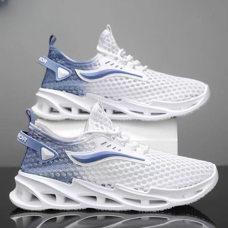 Men's Lace-Up Mesh Sneakers Fashion Hollow-Sole Low Top Running Shoes