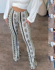 Women's High Elastic Slim Print Pants Sexy Tight-Fit Trousers