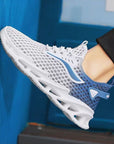 Men's Lace-Up Mesh Sneakers Fashion Hollow-Sole Low Top Running Shoes