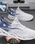 Men's Lace-Up Mesh Sneakers Fashion Hollow-Sole Low Top Running Shoes