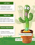 New Dancing Cactus Talking Cactus Baby Toys Sing 120pcs Music Songs Recording Repeats What You say Presents for Kids