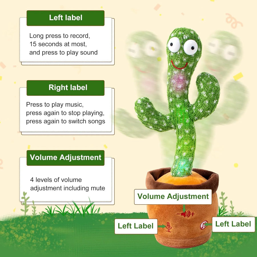 New Dancing Cactus Talking Cactus Baby Toys Sing 120pcs Music Songs Recording Repeats What You say Presents for Kids