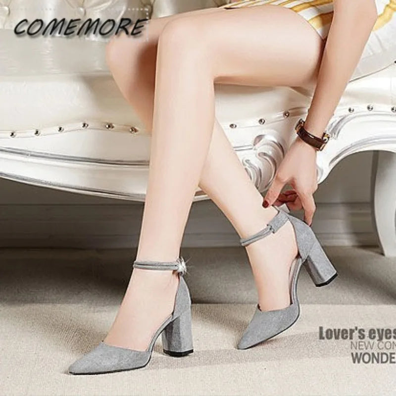 New Style Women's Buckle with Pointed Elegant High Heels Ladies Sandals Pumps Ladies Dress Party Summer Spring