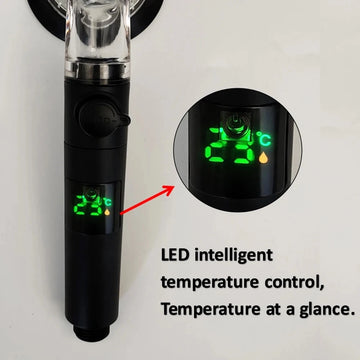 Shower Smarter, Save More: 3-Mode Eco Showerhead with Filtration, Turbo Fan, Adjustable Stop Button, temperature sensor