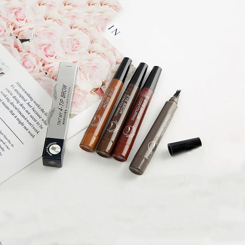3D Waterproof Microblading Eyebrow Pen - Long Lasting Natural Dark Brown