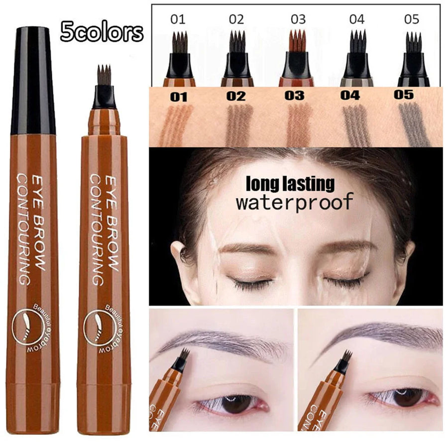 3D Waterproof Microblading Eyebrow Pen - Long Lasting Natural Dark Brown