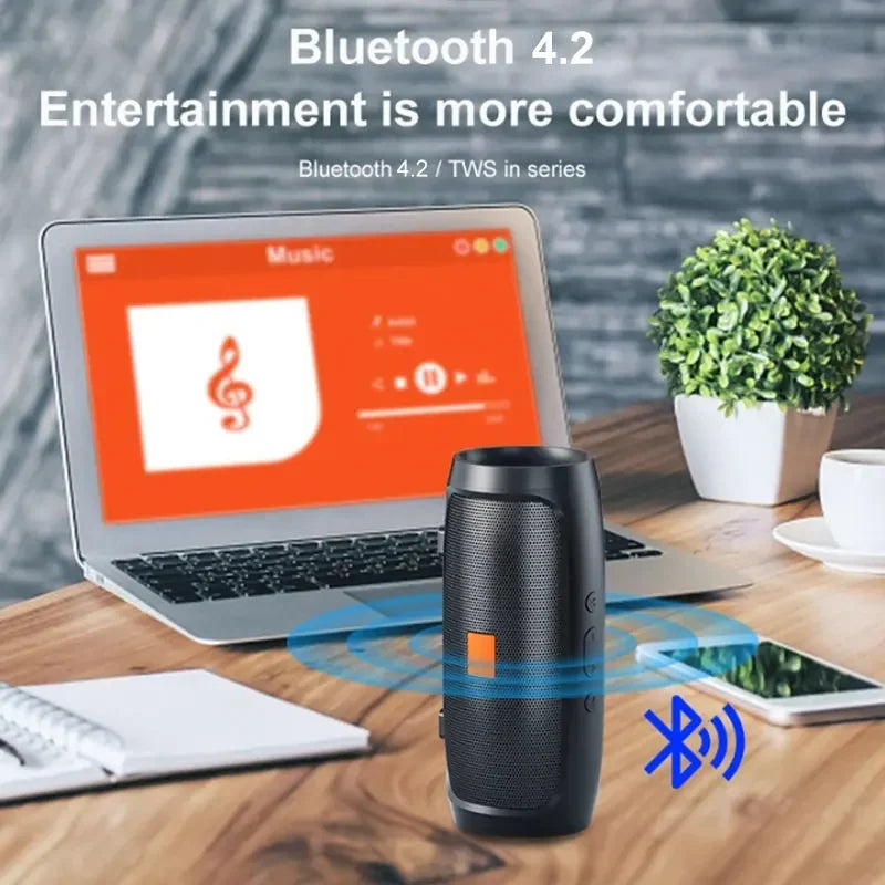 Portable Bluetooth Speaker with Dual Stereo, FM Radio, TF/USB Playback, and Subwoofer Sound
