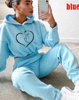 Hooded Women’s Tracksuit Fashion Jogging Set with Cropped Hoodie & Sweatpants
blue