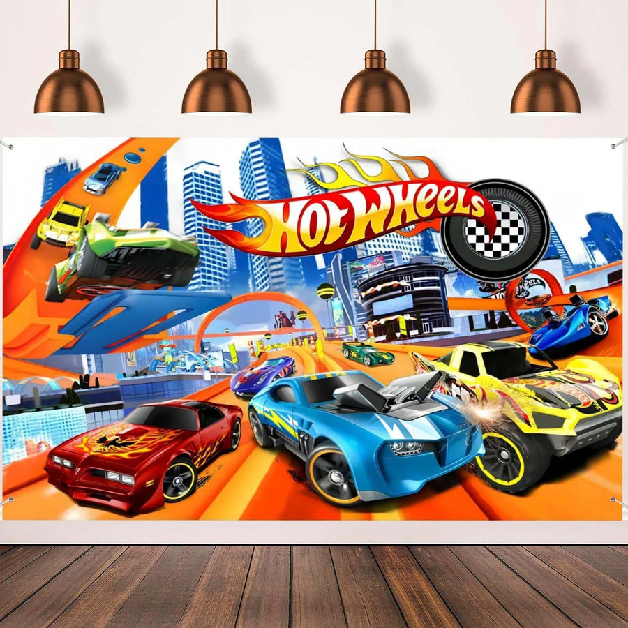 Hot Wheels Car Birthday Party Decorations - Disposable Tableware, Balloons, Cups, Plates & Tablecloths for Boys' Birthday & Baby Shower Supplies