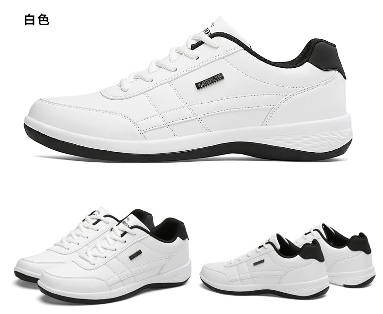 PU Leather Men's Casual Sneakers - Breathable, Non-Slip, Trendy Shoes