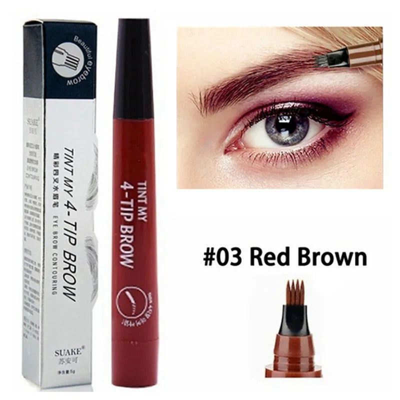 3D Waterproof Microblading Eyebrow Pen - Long Lasting Natural Dark Brown