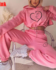 Hooded Women’s Tracksuit Fashion Jogging Set with Cropped Hoodie & Sweatpants
pink