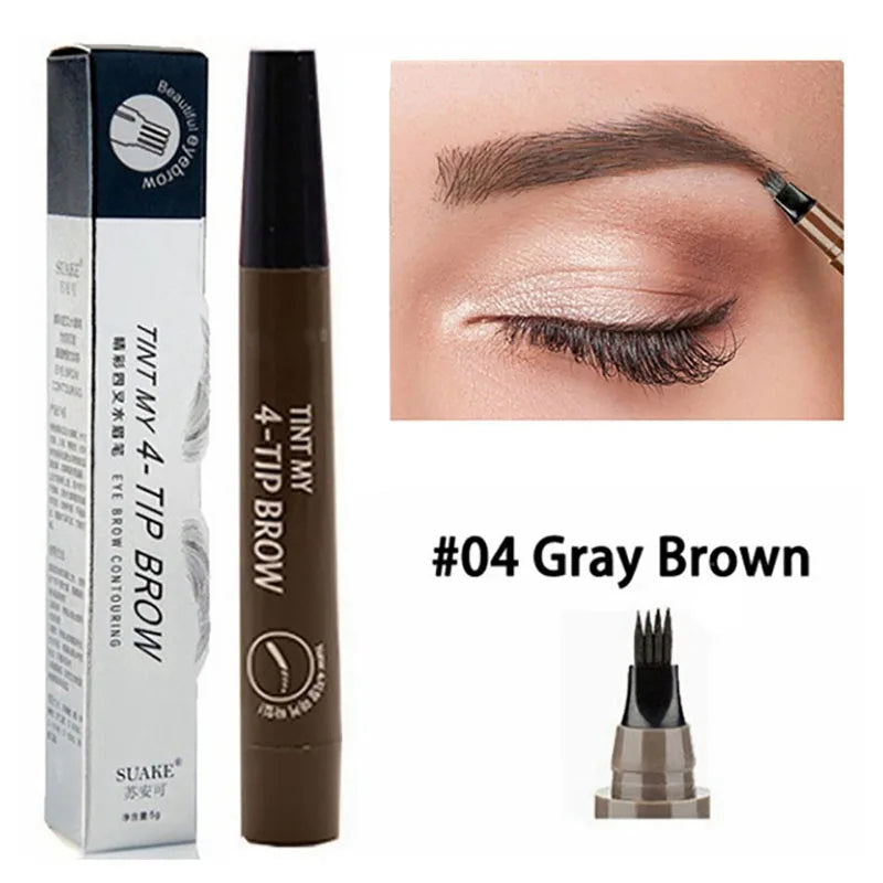 3D Waterproof Microblading Eyebrow Pen - Long Lasting Natural Dark Brown