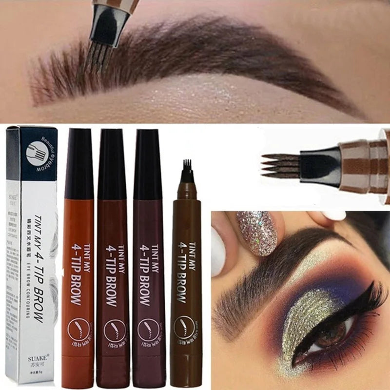 3D Waterproof Microblading Eyebrow Pen - Long Lasting Natural Dark Brown