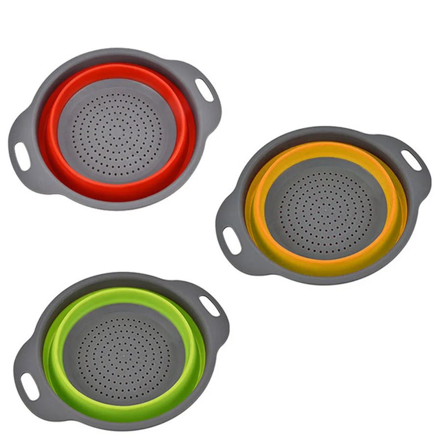 Silicone Vegetable and Fruit Cleaning Basket, Foldable Water Filter Net for Kitchen Drainage, Multi-Function Washing Tool.