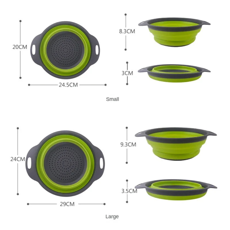 Silicone Vegetable and Fruit Cleaning Basket, Foldable Water Filter Net for Kitchen Drainage, Multi-Function Washing Tool.