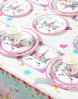 Unicorn Birthday Party," "Disposable Tableware," "Kids' Party Supplies," and "Girl's Birthday Supplies