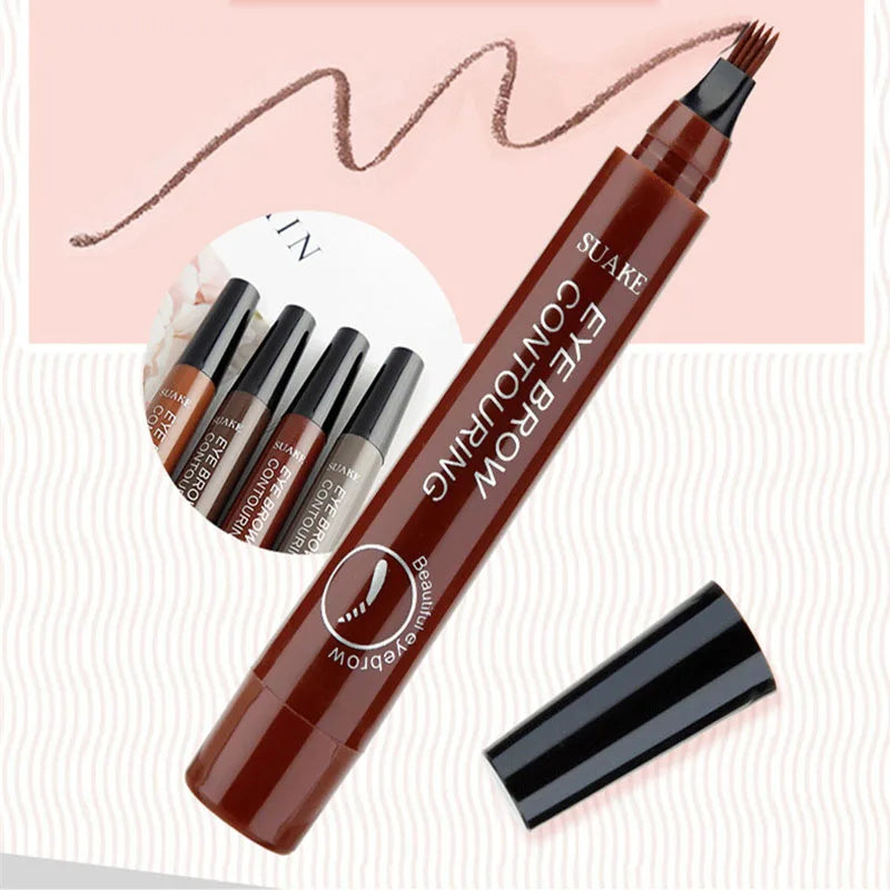 3D Waterproof Microblading Eyebrow Pen - Long Lasting Natural Dark Brown