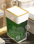 15L Nordic Gold Bathroom Trash Can Covered Slim Trash Can with One-Touch Lid for Bathroom Toilet Living Room Kitchen Bedroom