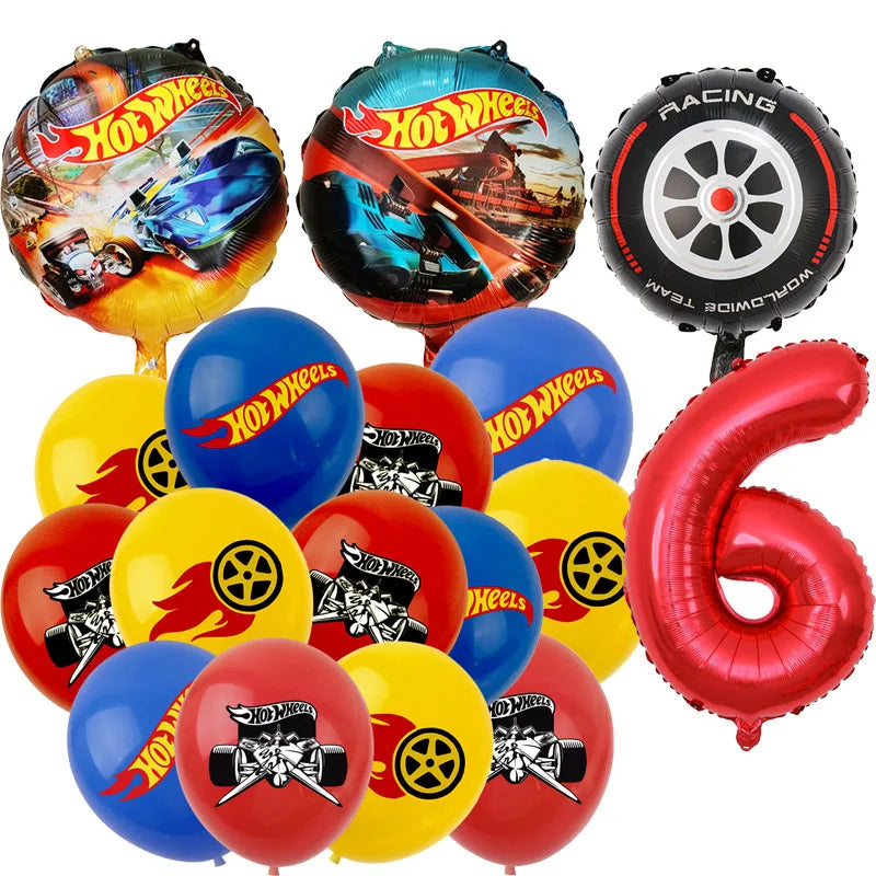 Hot Wheels Car Birthday Party Decorations - Disposable Tableware, Balloons, Cups, Plates & Tablecloths for Boys' Birthday & Baby Shower Supplies