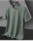 Men's Casual Waffle Knit Short Sleeve T-Shirt Round Neck Design
