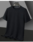 Men's Casual Waffle Knit Short Sleeve T-Shirt Round Neck Design
