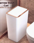 15L Nordic Gold Bathroom Trash Can Covered Slim Trash Can with One-Touch Lid for Bathroom Toilet Living Room Kitchen Bedroom