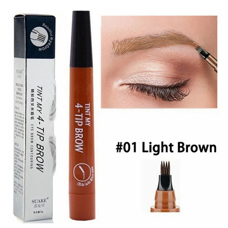 3D Waterproof Microblading Eyebrow Pen - Long Lasting Natural Dark Brown