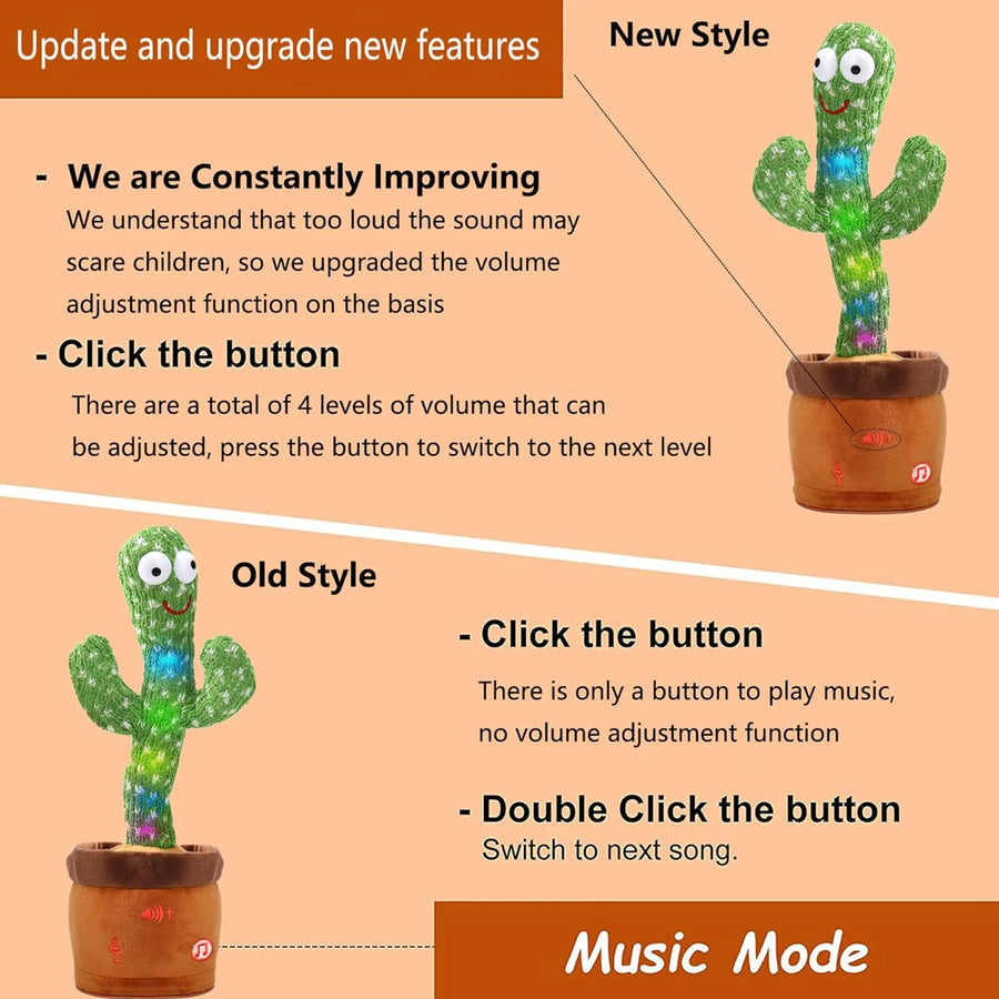 New Dancing Cactus Talking Cactus Baby Toys Sing 120pcs Music Songs Recording Repeats What You say Presents for Kids