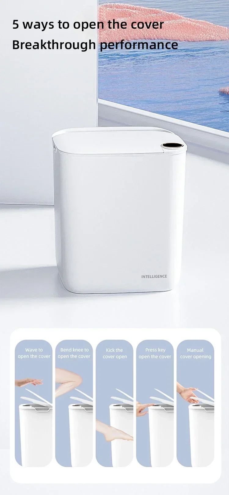 Smart Sensor Trash Bin 18L - Automatic, Rechargeable Wastebasket