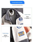 Men's Fleece-Lined Cotton Jacket – Thickened, Color Block Winter Style Casual Fit for Men & Women