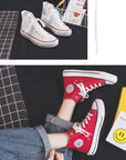 High Top Canvas Shoes for Women & Men – Trendy Korean Style, Comfortable Couple Sneakers