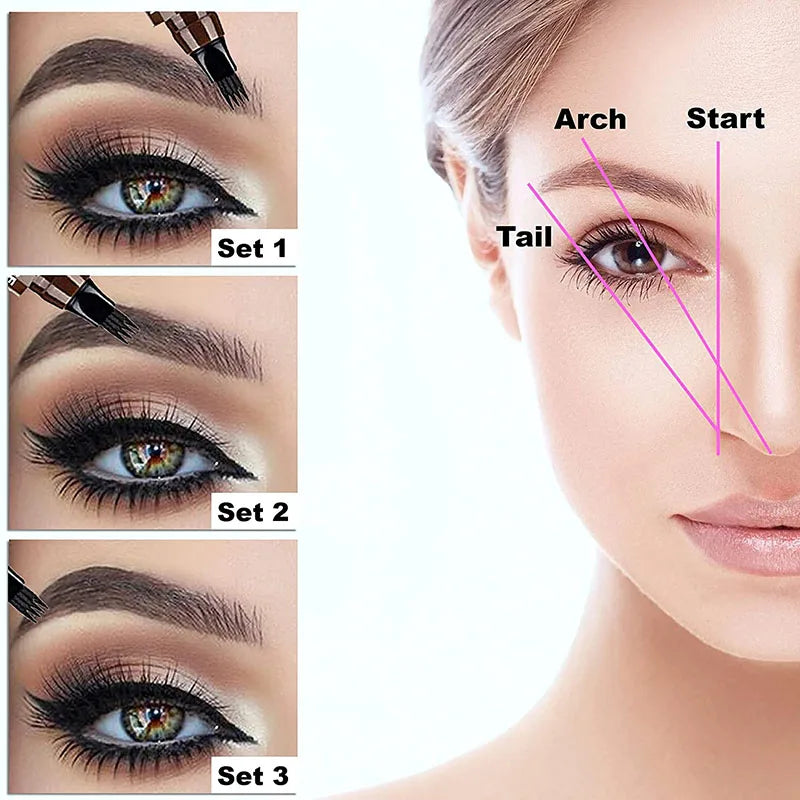 3D Waterproof Microblading Eyebrow Pen - Long Lasting Natural Dark Brown
