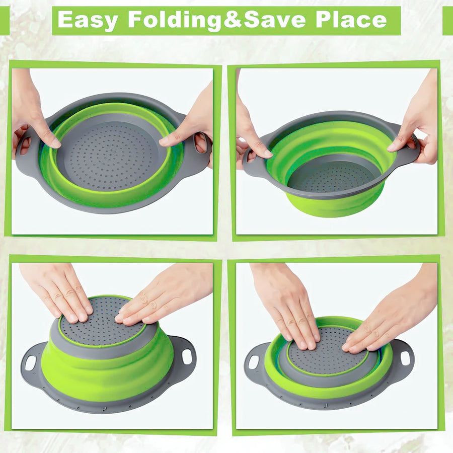 Silicone Vegetable and Fruit Cleaning Basket, Foldable Water Filter Net for Kitchen Drainage, Multi-Function Washing Tool.