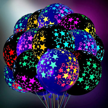 10PCS 12-Inch Glow in the Dark Fluorescent Balloons - Heart Latex Party Decor