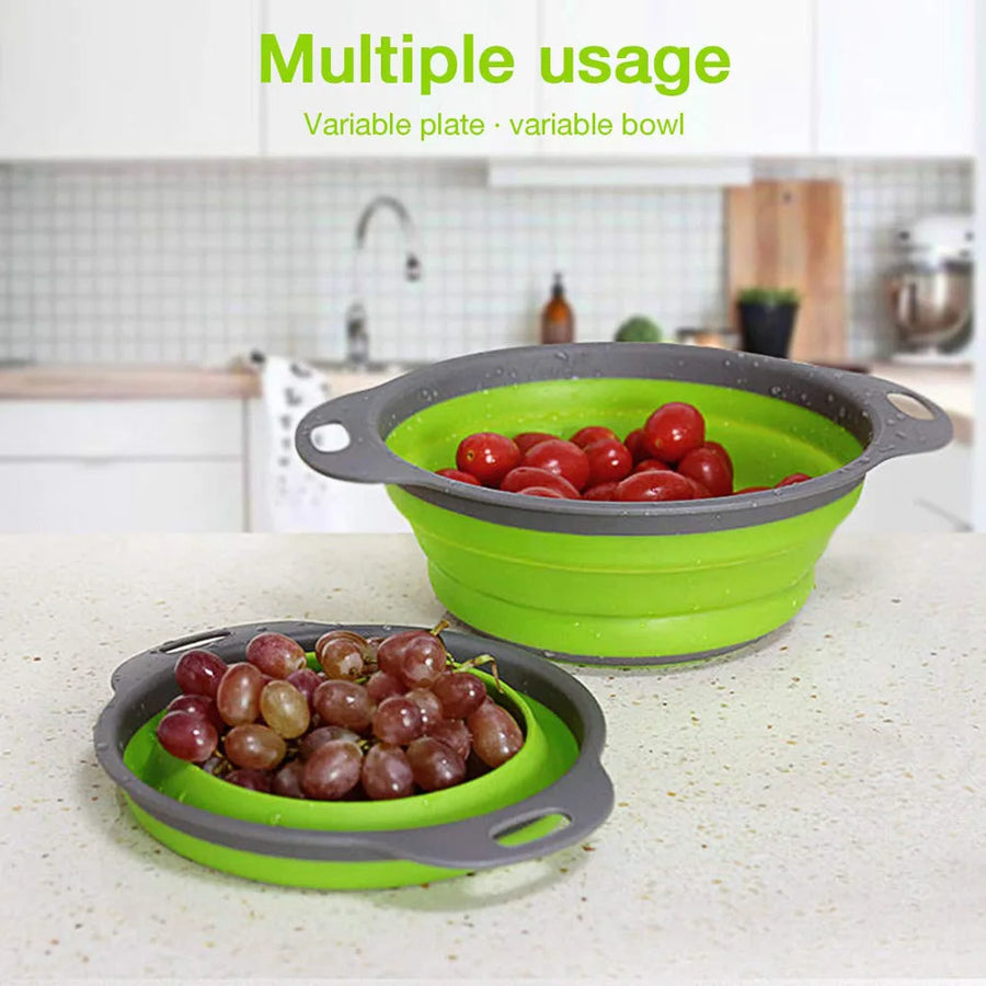 Silicone Vegetable and Fruit Cleaning Basket, Foldable Water Filter Net for Kitchen Drainage, Multi-Function Washing Tool.