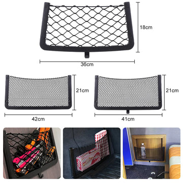 Elastic Net Cargo Mesh Organizer Vehicle Seat Back Storage for Bus, Camper, SUV, RV & Caravan