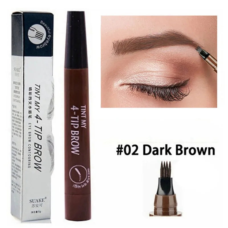 3D Waterproof Microblading Eyebrow Pen - Long Lasting Natural Dark Brown