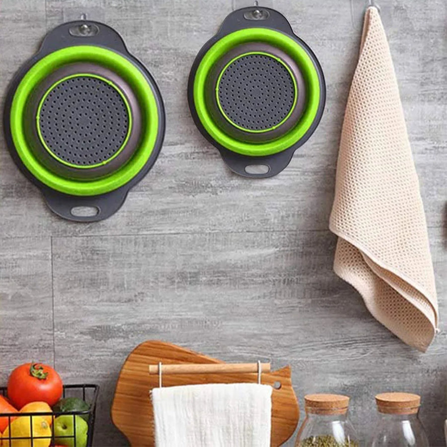 Silicone Vegetable and Fruit Cleaning Basket, Foldable Water Filter Net for Kitchen Drainage, Multi-Function Washing Tool.