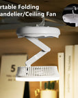 USB Charging Foldable Table Fan Wall Mounted Hanging Ceiling Fan with LED Light 4 Speed Adjustable For Home Room Air Cooler Fan