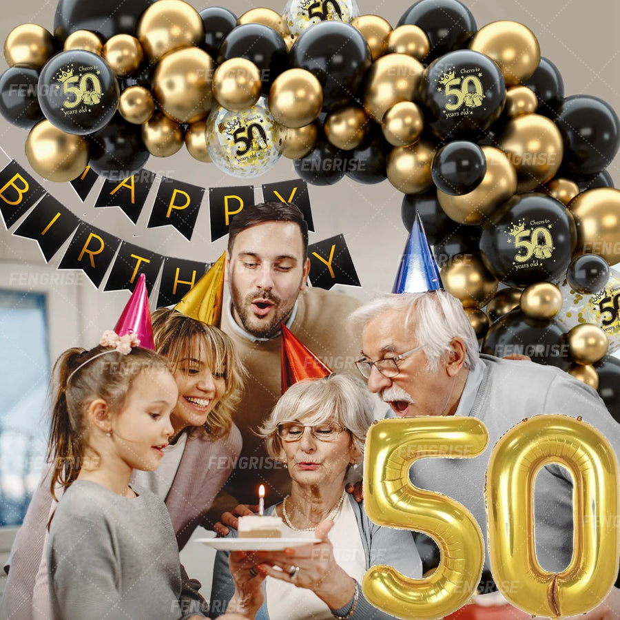 Create a stunning celebration with our Black Gold Balloon Garland Arch Kit! Perfect for milestone birthdays (18, 30, 40, 50 years) and elegant anniversary parties, this kit includes confetti latex balloons and all the essentials for an eye-catching black and gold party theme. Ideal for adult party decorations, this easy-to-assemble garland adds sophistication and charm to any event. Transform your venue with stylish and memorable decor today!