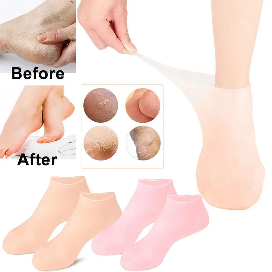 Silicone Foot Care Socks Anti Cracking Moisturizing Gel Socks Exfoliating Dead Skin Remove Pain Relief 2pcs/Pair