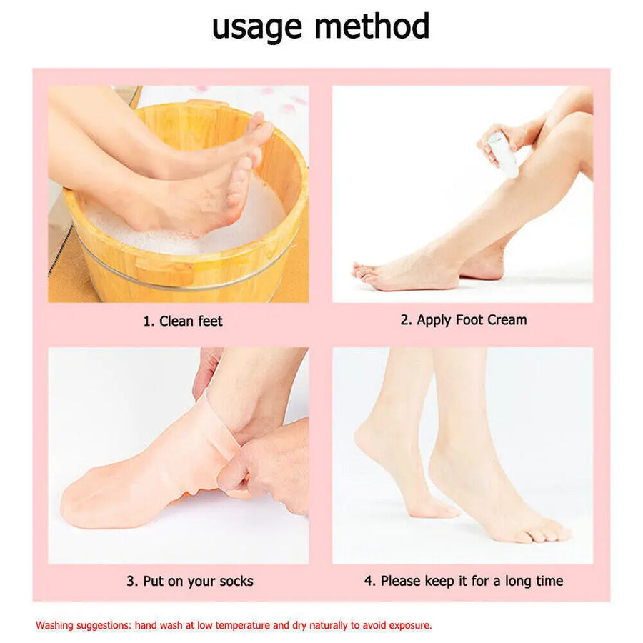 Silicone Foot Care Socks Anti Cracking Moisturizing Gel Socks Exfoliating Dead Skin Remove Pain Relief 2pcs/Pair