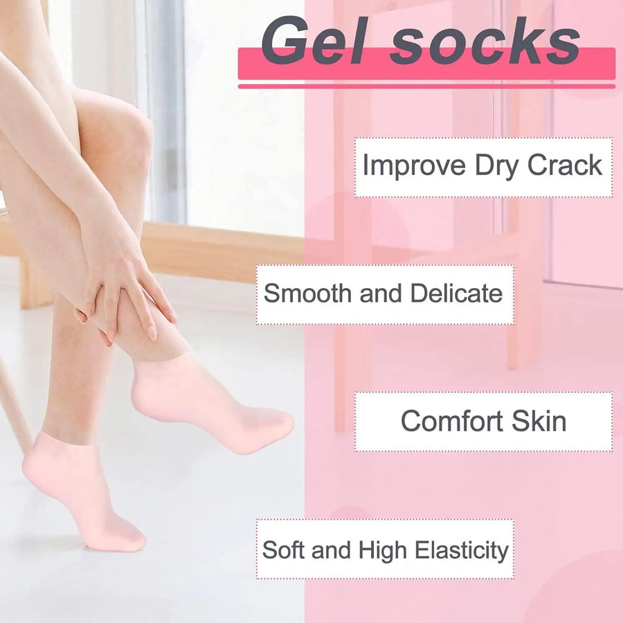 Silicone Foot Care Socks Anti Cracking Moisturizing Gel Socks Exfoliating Dead Skin Remove Pain Relief 2pcs/Pair