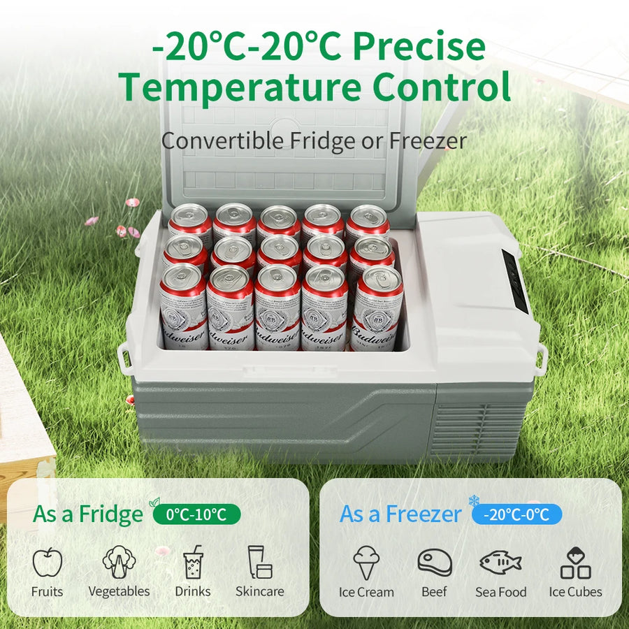 Alpicool NL15 15L Portable Car Refrigerator 12 Volt Mini Fridge Freezer 12/24V DC 100-240V AC Cooler Ice Box for Trucks, RV, Boat, Outdoor Camping