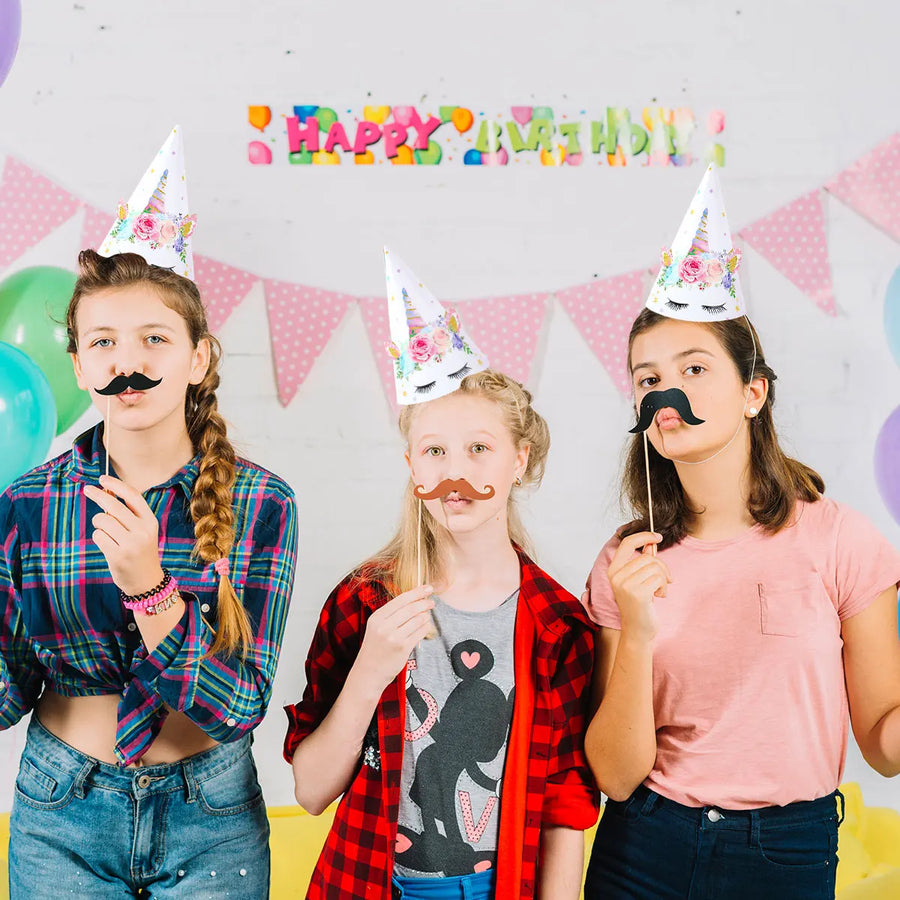 Unicorn Birthday Party," "Disposable Tableware," "Kids' Party Supplies," and "Girl's Birthday Supplies