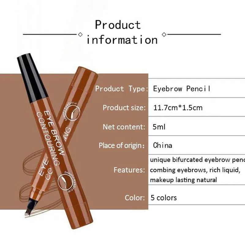 3D Waterproof Microblading Eyebrow Pen - Long Lasting Natural Dark Brown